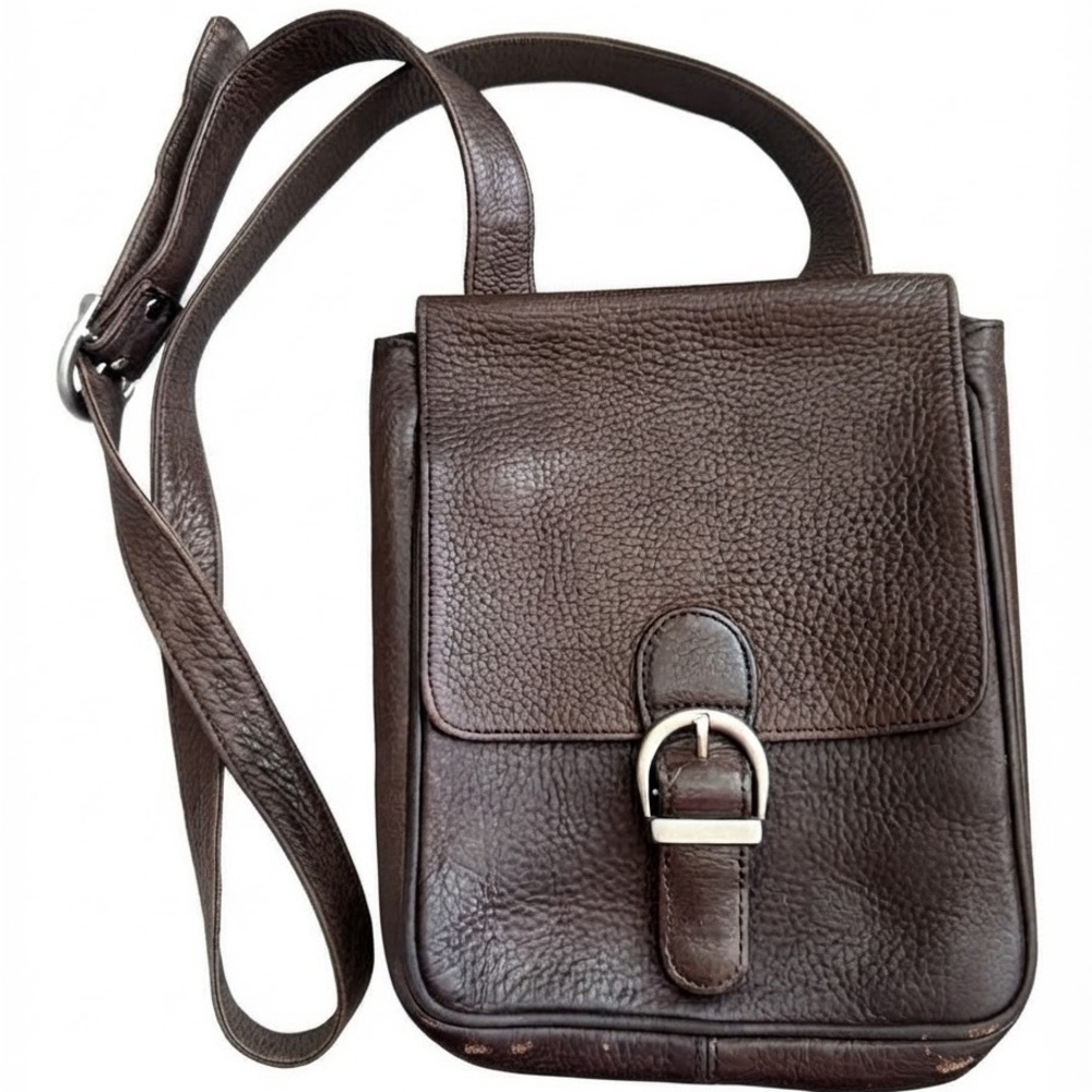 Eddie Bauer KIVA vintage pebbled leather crossbody messenger bag